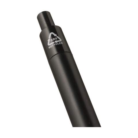 WoW! Blue ink ballpoint pen with a sleek barrel made from 100% GRS-certified recycled ABS. With a generous clip for a prominent imprint. GRS-certified. Total recycled material: 83%.