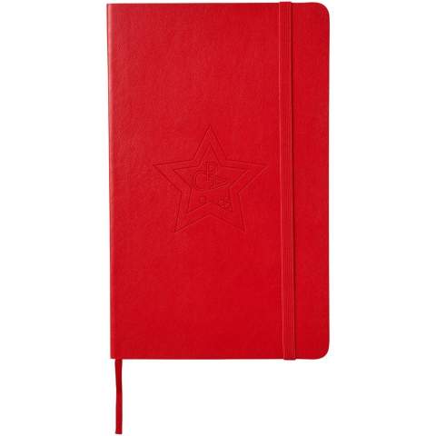 The Moleskine Classic soft cover notebook has a flexible cover in a range of bright colours. It has rounded corners, elasticated closure and ribbon bookmark. Contains 192 ivory-coloured squared pages.