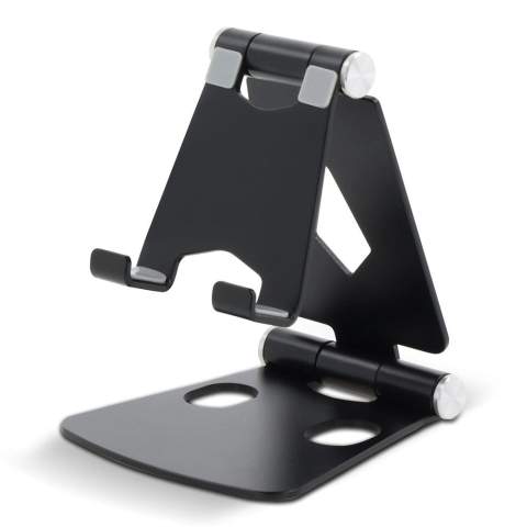 A must have on every desk! Ideal when making video calls from your phone. Adjustable to any height and angle, whenever you want. This aluminum smartphone stand features non-slip pads. Moreover, the open design allows you to connect your earbuds, headphones and charging cable.