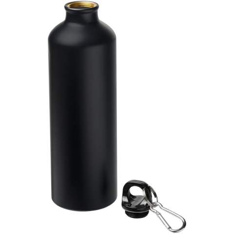 Single-walled water bottle with twist-on lid. Features an on-trend matte look. Carabiner is not suitable for climbing. Volume capacity is 770 ml.