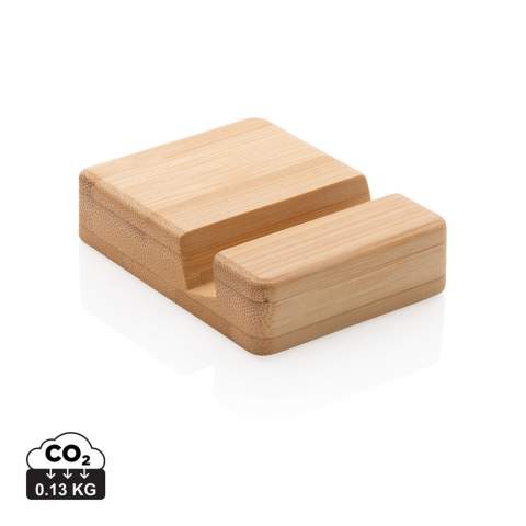 Phone stand made from completely natural bamboo.  Perfect on your desk or when you are working from home.
