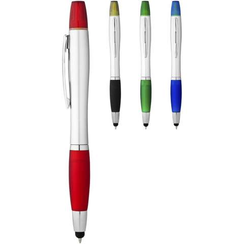 Kugelschreiber mit Drehmechanismus mit Marker und Softtouch Griff.