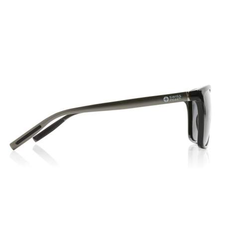 Luxury polarised sunglasses made with RCS certified recycled PC frame and aluminum temples. Total recycled content: 37% based on total item weight. RCS certification ensures a completely certified supply chain of the recycled materials. Including GRS certified recycled RPET sleeve to store the glasses in.The lenses are polarised which eliminates reflecting sunlight, making it ideal for driving a car or during other sunny summer or winter outdoor activities. Conform EN ISO 12312-1, UV 400 and CAT 3. Packed in a FSC® gift packaging.