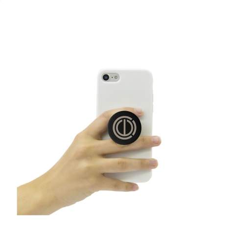 The PopSocket® is a handy, multifunctional telephone accessory. With plastic, swappable PopGrip and elegant, aluminium swappable PopTop. Attach this item to the back of your phone with the 3M adhesive strip and use the handy functions: comfortable grip for better hold, functional stand and selfie-holder. Can be placed in 2 different pop-up positions and flexible so you can position the smartphone any way you like. The PopSocket® is easy to remove and can be reused up to 10 times. Suitable for all commonly used types of smartphones, iPhones and other devices. Read the supplied instructions for optimal use and maintenance of the PopSocket®.   Extra info regarding delivery time: 60 - 500 units: 1 week, 500 - 1,500 units: 2 weeks. More than 1,500 units, price and delivery time upon request. PopSockets® are only available with a laser engraving.