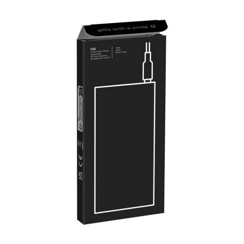Puissante banque d'alimentation avec batterie lithium-polymère intégrée (5000 mAh). Le boîtier est composé à 100% d'aluminium recyclé certifié GRS. Cette batterie se glisse facilement dans votre poche, ce qui vous permet de l'emporter confortablement partout où vous allez. Entrée 5 V/2.4 A (type-c) Sortie : 5 V/2.4 A double USB. Équipé de voyants lumineux pratiques. Un câble de charge USB-C et un mode d'emploi inclus. Matière recyclée totale : 36%.     L'utilisation d'aluminium recyclé permet de réduire le nombre de nouvelles matières premières utilisées pour la fabrication de ce produit. Cela signifie moins de consommation d'énergie et moins d'utilisation d'eau. Par pièce dans une boîte.