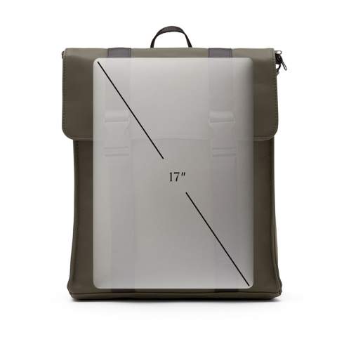Minimalistic and clean backpack that suits all occasions. The backpack is made of PU-material and has adjustable straps for optimal comfort. The backpack is also equipped with a zipper pocket on one side and a hidden pocket on the back, so you can easily turn your back without worrying about your valuables. Works equally well as a work bag and as a school bag.Suitable for computers with an overall size of 17 inches. Please note that the dimensions of the display are not the same as the dimensions of the entire computer.<br /><br />FitsLaptopTabletSizeInches: 17.0