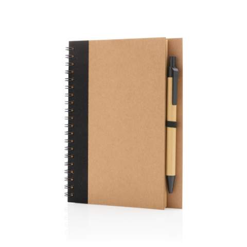 Keep track of your thoughts, notes, plans, to-do's and more with this kraft spiral notebook with pen. The notebook features lined 70 gr cream coloured recycled paper with 70 sheets / 140 pages. The notebook has a colour matching kraft barrel pen. The writing length of the pen is 600m with blue German Dokumental ink.<br /><br />NotebookFormat: Other<br />NumberOfPages: 140<br />PaperRulingLayout: Lined pages