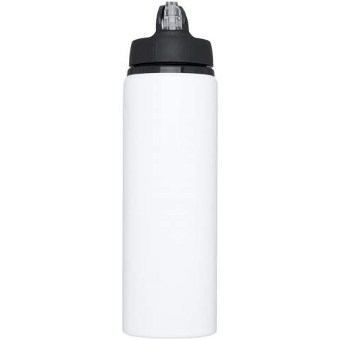 Einwandige Flasche aus Aluminium, Schraubdeckel mit Klappdeckel-Trinköffnung. Der Deckel verfügt über einen Griff für einfaches Tragen. BPA-frei. Das Fassungsvermögen beträgt 800 ml.