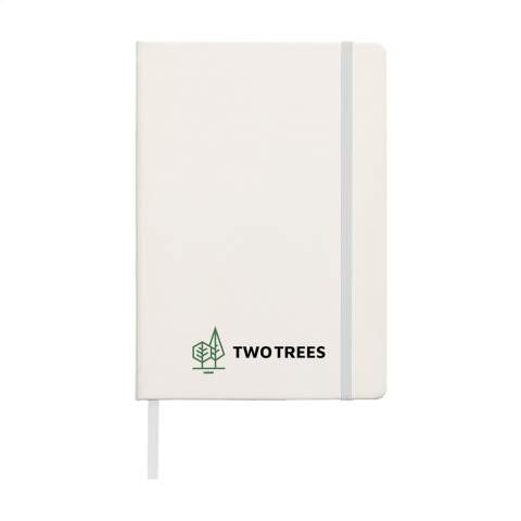 Notebook in A4 format with 96 sheets/196 pages of cream coloured, lined paper (80 g/m²). With a perfect binding, hard cover, elastic fastener and silk ribbon.