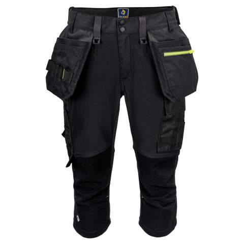 • piratenbroek volledig in stretch voor meer comfort en bewegingsvrijheid  <br />• moderne pasvorm: smalle broekspijpen<br />• stretch in 4 richtingen over de dijen en het zitvlak  <br />• stretch in 2 richtingen aan de knieholte<br />• ventilatieopeningen in mesh met ritssluitingen <br />• ventilatie in de taille door geperforeerde tailleband<br />• beenzakken, telefoonzak met magneet sluiting<br />• lus voor badgehouder<br />• meterzak en zak met mesknoop<br />• spijkerzakken versterkt met Cordura®<br />• reflecterende details <br />• kniezakken aan de binnenzijde verstelbaar, versterkt met Kevlar® stretch aan de buitenzijde<br />• geborduurd Projob logo op de achterzak<br />• ritssluitingen in contrastkleuren: voorzijde: op de rechterspijkerzak• Achterzijde: ventilatieritsen aan de dijen en ritsen aan de kuiten<br />• contrasterende kleuren: oranje bij grijs, lichtblauw bij marine en geel bij zwart                                                                                                       <br />• mogelijkheid om het MOLLE-systeem te bevestigen aan beide zijden