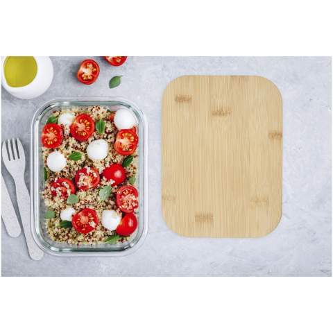 For the extra hungry person the Ruby glass lunch box is a must-have since it has a capacity of 1000 ml! It has a bamboo lid with a silicone sealing to keep the lunch box closed properly. Comes with an elastic band closure, keeping the lid securely in place for when on the go. The bamboo used is sourced and produced following sustainable standards. The container is dishwasher safe without the lid.