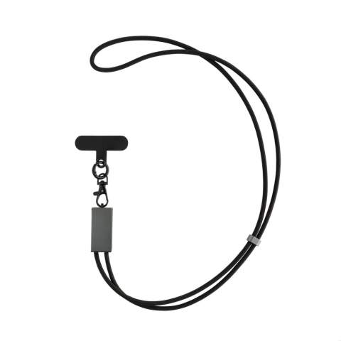 Stay charged with the Terra Universal Phone Cord. This versatile accessory combines the convenience of a lanyard with the functionality of a high-performance charging and data cable. Perfect for anyone on the go, this universal cord is built to support both USB-C and iOS devices, making it ideal for multiple device users.Type-C input with dual Type-C and iOS outputs, ensuring you can charge across a variety of devices. Enjoy up to 60W power delivery (Type-C to Type-C), allowing you to charge your device with 20V/3A maximum current for faster recharging. Sync data and enjoy Android Auto compatibility. Total recycled content: 63% based on total item weight. RCS certification ensures a completely certified supply chain of the recycled materials. Packed in plastic free envelope packaging. PVC free.<br /><br />PVC free: true