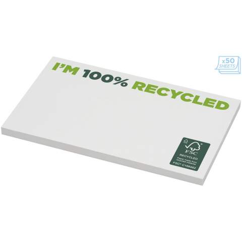 Sticky-Mate® recycelte Haftnotizen mit selbstklebendem 80 g/m2 Papier in einer Auswahl von Farben. Ein vollfarbiger Druck auf jedem Blatt möglich. Erhältlich in 3 Größen: 25, 50, 100 Blatt.
