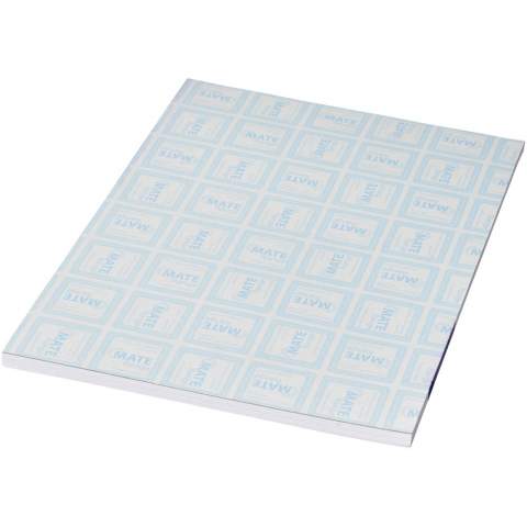 Weißer Desk-Mate® A5 Notizblock mit 80g/m2 Papier. Vollfarbdruck auf jedem Blatt möglich. Erhältlich in 3 Größen: 25, 50, 100 Blatt.