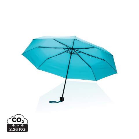 No greenwashing, but telling a true story about sustainability! This Impact umbrella is made with 190T RPET pongee with AWARE™ tracer. With AWARE™, the use of genuine recycled fabric materials and water reduction impact claims are guaranteed, by using the AWARE disruptive physical tracer and blockchain technology. Save water and use genuine recycled fabrics. With the focus on water 2% of proceeds of each Impact product sold will be donated to Water.org. This portable 3 section manual open mini umbrella  is the perfect size to keep in your purse or car for a weather emergency. Metal frame, metal ribs with PP handle. This umbrella canopy has saved 4,2 litres of water and is made with 7,1 PET bottles (500ml). Water savings are based on figures when compared to conventional fibre. This calculated indication is based on reliable LCA data as published by Textile Exchange in their Material Snapshots 2016.<br /><br />UmbrellaMechanism: Manual open/close