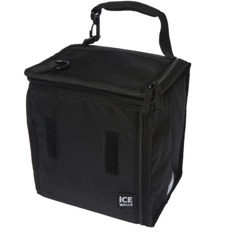 Innovative lunch cooler bag including 4 removable, reusable ice packs that slide into the walls of the cooler bag. Main compartment folds over or can be zippered for a larger storage area. Padded carry handle with attachable Swing Clip™. Ultra Safe™ leak-proof PEVA lining that is easy to clean.