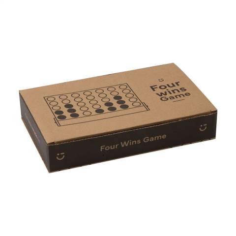 Strategic game suitable for 2 players. This compact version is made from FSC 100% certified polywood and plywood and comes with 21 bricks in red and blue. With a handy swivel function to put the frame upright. The first person to line up 4 stones of the same color horizontally, vertically or diagonally is the winner. A game for young and old. Incl. instructions. Each item is individually boxed.