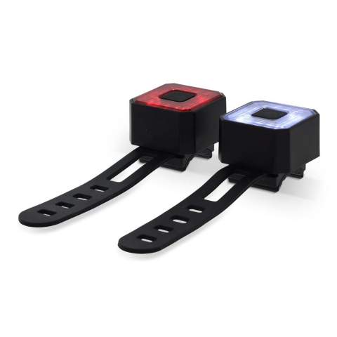 Set de 2 feux de vélo rechargeables. Ils seront livrés avec un câble de charge USB.