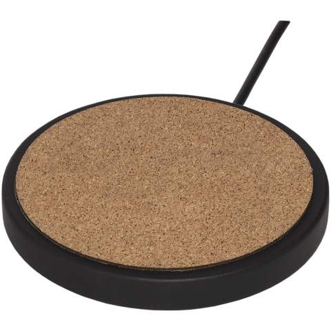 10W wireless charging pad made of a combination of natural limestone and cork. To charge a device without wireless technology, an external wireless charging receiver or receiver case is required. Packaged in a gift box and delivered with an instruction manual (both made of sustainable material).