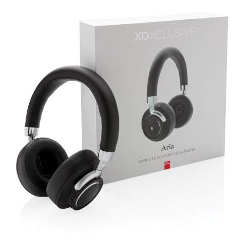 Clear acoustics meets Nordic design with the Aria wireless comfort headphones. The headphones are crafted out of luxurious materials; aluminium and PU. The headphones use BT 4.2 for smooth operation and connectivity. The 250 mAh battery allows you to enjoy up to 8 hours play. With built in microphone to answer calls. The item can be folded flat into the included pouch to enable you to take the headphones wherever you go. Packed in luxury gift box.<br /><br />HasBluetooth: True
