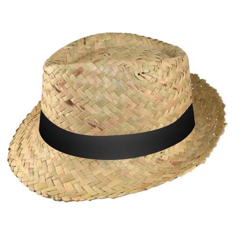Take on the role of the godfather with this jute version of the Maffia Hat. Also fun for theme parties. Add a colored band around the base of the hat for an even more playful effect, or add a nice message or your (company) logo. Made of straw