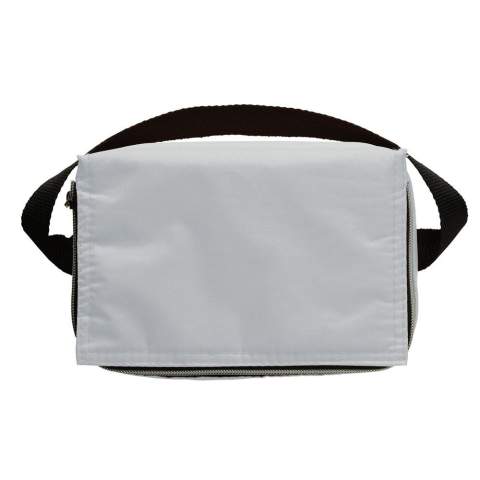 Polyester-Kühltasche mit Griff für den Transport. Kompakt und geeignet für sechs Dosen (330ml), mit einem  Reißverschluss zum Verschließen der Tasche. Eine perfekte Kühltasche für einen Sommertag.