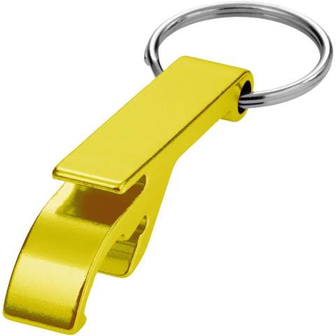 Der Tao Flaschen- und Dosenöffner Schlüsselanhänger ist das perfekte Accessoire, um jederzeit und überall eine Flasche oder Dose zu öffnen und gleichzeitig auf raffinierte Weise für eine Marke zu werben. Der Schlüsselanhänger ist aus Aluminium gefertigt, was ihn stark und leicht macht. Ein aufgedrucktes Logo auf dem Schlüsselanhänger in Kombination mit dem Metallic-Finish lässt ihn noch mehr hervorstechen. 