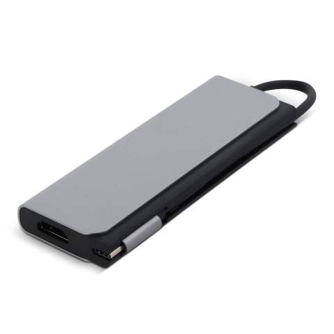 Connectez-les tous avec un seul hub ! Notre PowerHub est doté d'une connexion USB-C flexible et d'un hub gris compact comprenant un port USB, un port USB-C et un port HDMI. Le PowerHub HDMI vous permet de tirer le meilleur parti de votre ordinateur portable, notamment en ce qui concerne les écrans multiples, en connectant facilement des périphériques.