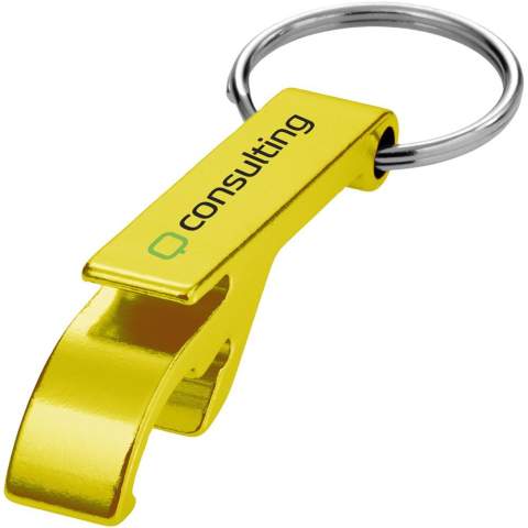 Der Tao Flaschen- und Dosenöffner Schlüsselanhänger ist das perfekte Accessoire, um jederzeit und überall eine Flasche oder Dose zu öffnen und gleichzeitig auf raffinierte Weise für eine Marke zu werben. Der Schlüsselanhänger ist aus Aluminium gefertigt, was ihn stark und leicht macht. Ein aufgedrucktes Logo auf dem Schlüsselanhänger in Kombination mit dem Metallic-Finish lässt ihn noch mehr hervorstechen. 