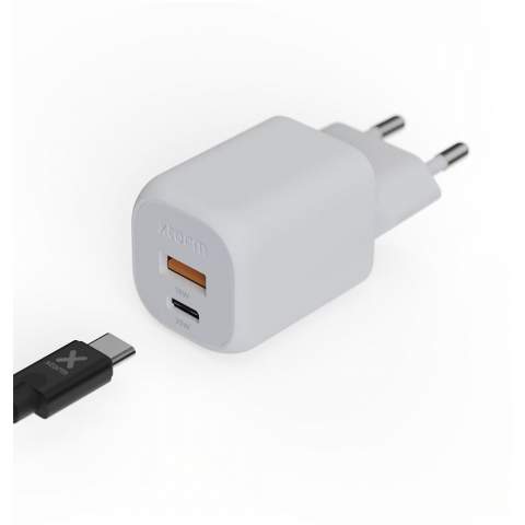 The 35W GaN² Ultra wall charger is designed to be more compact and powerful than ever before. With its compact design and dual-port functionality, this wall charger is perfect for your travels, office, or home. To reduce waste and contribute to a more sustainable future, the charger is made from 97% recycled plastic. Output: 1 USB-C 35W power delivery, and 1 USB-A 18W quick charge 3.0. Delivered with a user manual.