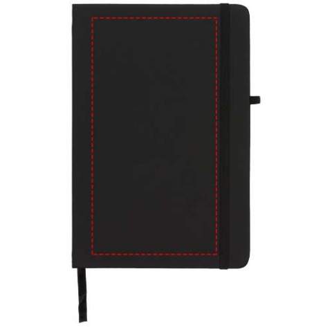 The Noir notebook has a soft-feel black PU cover, for creating a tactile finish to the notebook. Each notebook has a coloured closure strap, pen loop and ribbon page marker. The notebook contains 96 sheets (70g/m2) cream lined paper.