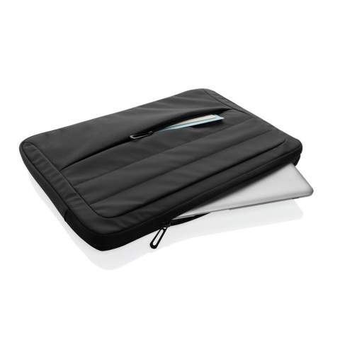 A stylish way to protect your laptop – a roomy front pocket and a sleek design that holds up to a 15.6 inch laptop. Made with 100% recycled polyester. With AWARE™ tracer that validates the genuine use of recycled materials. 2% of proceeds of each Aware™ product sold will be donated to Water.org. PVC free.<br /><br />FitsLaptopTabletSizeInches: 15.6<br />PVC free: true