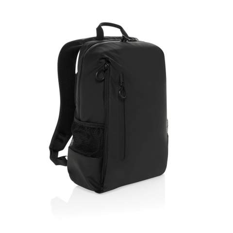 Der Lima Aware™ RPET wasserabweisende 15.6" Laptop Rucksack bietet die perfekte Mischung aus Stil und Schutz für Ihre Technik. Dieser Rucksack aus 100% rPET mit PU-Beschichtung ist so konzipiert, dass er Ihre wichtigsten Utensilien schützt. Das Hauptfach verfügt über ein spezielles Laptopfach für 15,6" Laptops mit einem exklusiven Logo in der oberen linken Ecke und einem Klettverschluss für zusätzliche Sicherheit. Im Inneren befinden sich 2 RFID-geschützte Fächer & 2 Stiftschlaufen für die Organisation. Sie hat außerdem über 2 vordere Reißverschlusstaschen und 2 Seitentaschen, die halb aus Mesh, halb aus Polyester bestehen. Die verstellbaren Schultergurte sorgen für Komfort, während die wasserdichten Reißverschlüsse auf der Vorder- und Rückseite Ihre Habseligkeiten vor Regen schützen. Hergestellt aus recyceltem Polyester, das mit dem AWARE™-Tracer versehen ist. 2% des Erlöses aus jedem verkauften Produkt mit AWARE™ werden an Water.org gespendet. PVC-frei.<br /><br />PVC free: true