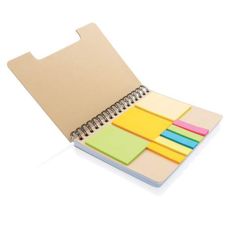 With this beautiful kraft notebook you can always have a note close by for quick memos and reminders. The bright sticky note colours ensure your notes stand out. The Kraft notebook comes with 2 sizes of sticky notes with 30 sheets each. The spiral ring notebook holds 100 sheets/200 pages of lined 80 gsm recycled paper.<br /><br />NotebookFormat: A5<br />NumberOfPages: 200<br />PaperRulingLayout: Lined pages