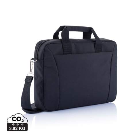 300D polyester laptop bag which is ideal for lightweight travelling. It has all the pockets you need, 15.4” laptop compartment, space to put your papers and a trolley sliding system. PVC free.<br /><br />FitsLaptopTabletSizeInches: 15.4<br />PVC free: true