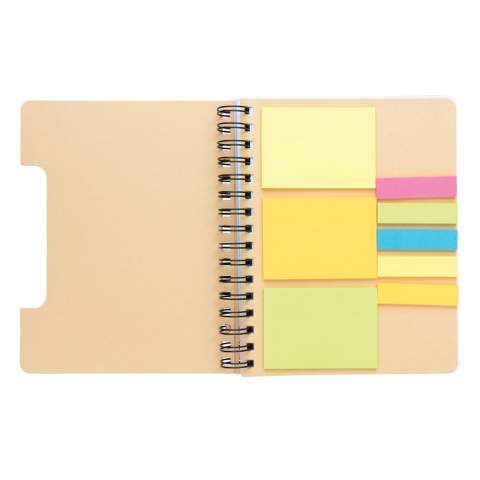 With this beautiful kraft notebook you can always have a note close by for quick memos and reminders. The bright sticky note colours ensure your notes stand out. The Kraft notebook comes with 2 sizes of sticky notes with 30 sheets each. The spiral ring notebook holds 100 sheets/200 pages of lined 80 gsm recycled paper.<br /><br />NotebookFormat: A5<br />NumberOfPages: 200<br />PaperRulingLayout: Lined pages