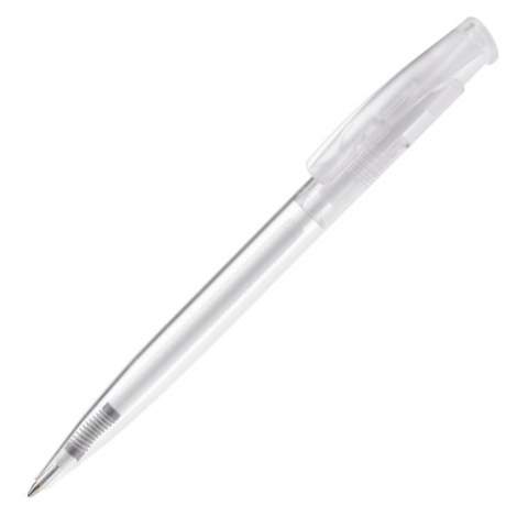 Toppoint Kugelschreiber mit stabilem Clip. Transparent. Made in Grmany. Mit einer Jumbo-Mine mit 4,5km Schreibleistung. Minenfarbe blau. 
