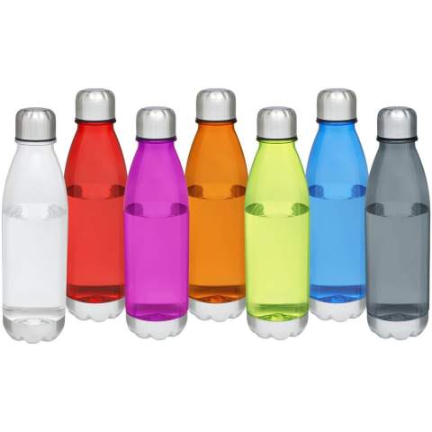 Bouteille de sport à simple paroi en matériau durable avec couvercle vissé. Résistante aux chocs, aux taches et aux odeurs. Dispose d’un couvercle et d'un fond en acier inoxydable. Sans bisphénol A. Capacité de 685 ml.