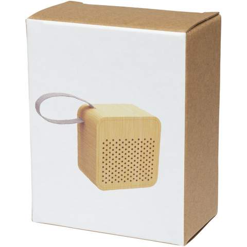 Bamboe Bluetooth®-speaker met een 3W uitgang en kristalhelder geluid. Een compacte speaker met een ingebouwde 500 mAh batterij die tot 3 uur gebruik op maximaal volume mogelijk maakt. Bereik van Bluetooth® 5.0 is tot 10 meter. Micro USB-oplaadkabel inbegrepen. Verpakt in een geschenkverpakking en geleverd met een gebruiksaanwijzing (beide gemaakt van duurzaam materiaal).  Aangezien bamboe een natuurlijk product is, kan ieder item enigszins variëren in kleur en grootte, wat van invloed kan zijn op het uiterlijk van de speaker.