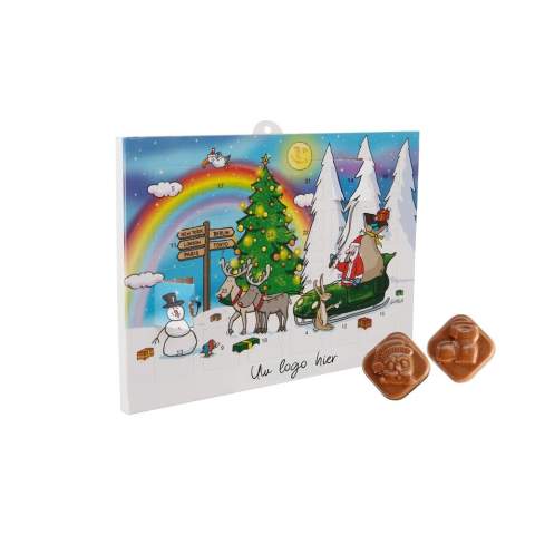 Classic advent calendar in A5 size with standard motif, featuring a full color logo in the designated spot