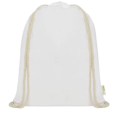 Sustainable drawstring bag with a large main compartment and cotton drawstring closure to keep all belongings safe and secure. This bag is made in India with GOTS certified 100 g/m² organic cotton and is OEKO-Tex certified. With a resistance up to 5 kg weight, this bag is made to last and suitable for daily use.  