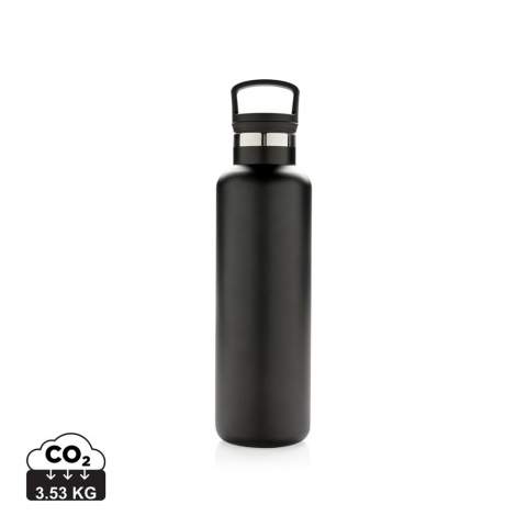 Powder coated double wall vacuum insulated bottle. 2-in-1 lid with filter, perfect for hot tea or infused water. Standard mouth opening, ideal for sipping and adding ice cubes. Built to last, great bottle for any season. 304 SS inner and 201 SS outer keeps your drinks hot for up to 5h and cold for up to 15h. Content: 600ml.<br /><br />HoursHot: 5<br />HoursCold: 15