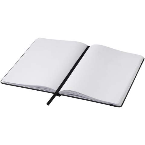 A5 Notizbuch mit farblich passendem elastischen Verschluss und Leseband. Inkl. 96 Blatt (60 g/m²), blanko.