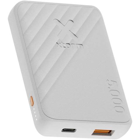 Small and compact 5000 mAh power bank, providing at least one full charge for a smartphone or earbuds. The power bank has 2 USB ports and charges extra fast thanks to the 12W FastCharge technology from Xtorm.