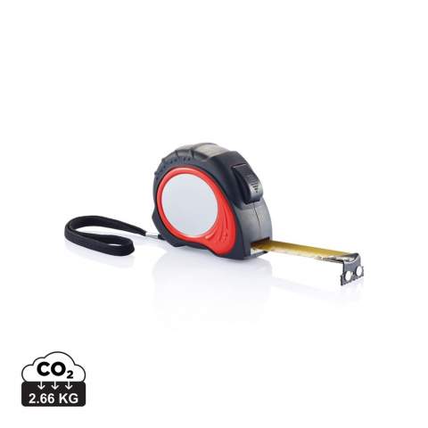Mètre ruban Tool Pro 8m/25mm, boîtier en ABS rouge recouvert de caoutchouc noir, bouton d’arrêt noir, clip ceinture noir, 2 aimants à l’extrémité du ruban jaune, sticker en PVC argenté mat, livré dans une boîte blanche en carton.<br /><br />TapeLengthMeters: 8.00