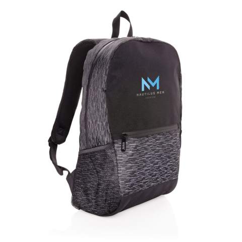Increase your visibility in style with this backpack made with 100% recycled polyester and AWARE™ tracer. With AWARE™, the use of genuine recycled fabric materials and water reduction impact claims are guaranteed, by using the AWARE disruptive physical tracer and blockchain technology. Save water and use genuine recycled fabrics. The backpack features a modern allover reflective print, a main compartment with 15.6 inch laptop compartment, a front zipper pocket and 2 mesh pockets. Adjustable straps. PVC free. This bag saved 8 liters of water and is made of 16 plastic bottles.<br /><br />FitsLaptopTabletSizeInches: 14.0<br />PVC free: true