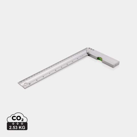 Professionelles Winkellineal aus Aluminium mit integrierter Wasserwaage optimal zum Messen von Ecken und zum Zeichnen von Quadraten. Beidseitiger Druck mit Angabe in cm (30) und Zoll (10). Genauigkeit 0,5mm/m<br /><br />TapeLengthMeters: 0.30<br />PVC free: true
