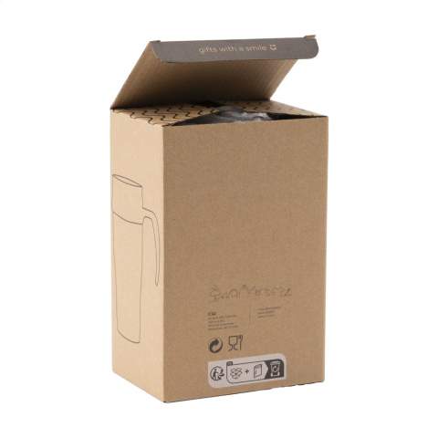 Doppelwandiger Edelstahl/Kunststoff-Thermobecher mit Schraubdeckel und Schiebe-/Klicköffnung. Fassungsvermögen: 400 ml. Pro Stück in einer Verpackung.