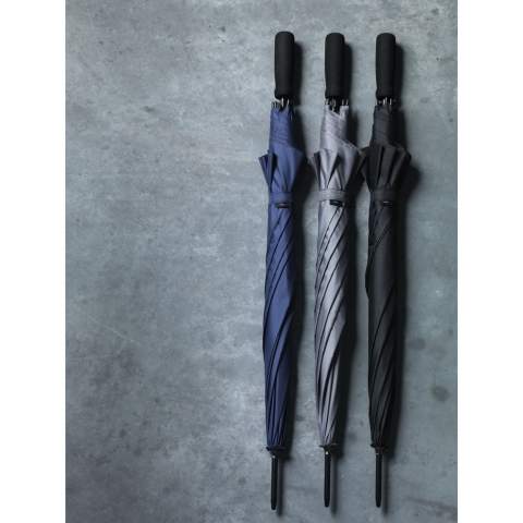 WoW! Compact umbrella made from 190T RPET pongee polyester (from recycled PET bottles). This durable umbrella has an automatic telescopic opening, fibreglass frame, metal handle, soft foam grip and velcro closure.