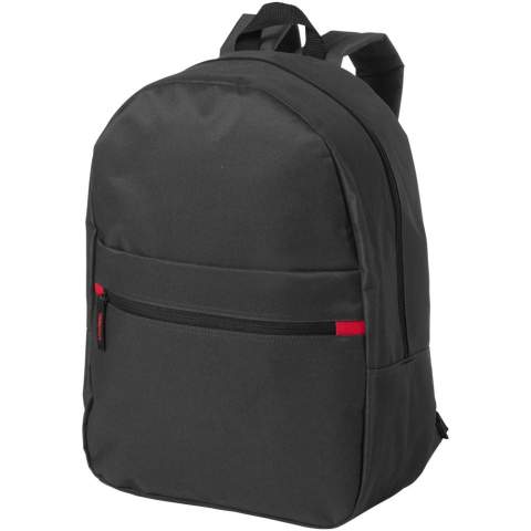The Vancouver backpack is a simple backpack with many options for printing a logo or other corporate message. The bag is made of 600D polyester, a strong material suitable for high quality backpacks. The bag has a zippered main compartment for the large items, while the zippered front pocket is useful for the smaller items. Thanks to the adjustable padded shoulder straps, this backpack fits every adult or child. Next to this, the Vancouver backpack is easy to carry via the top carry handle.